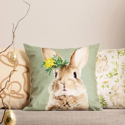 BRUCE nyuszis párna zöld