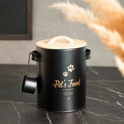   HOMLA DINGO fém állateledel tartó tartály fekete 20x16 cm