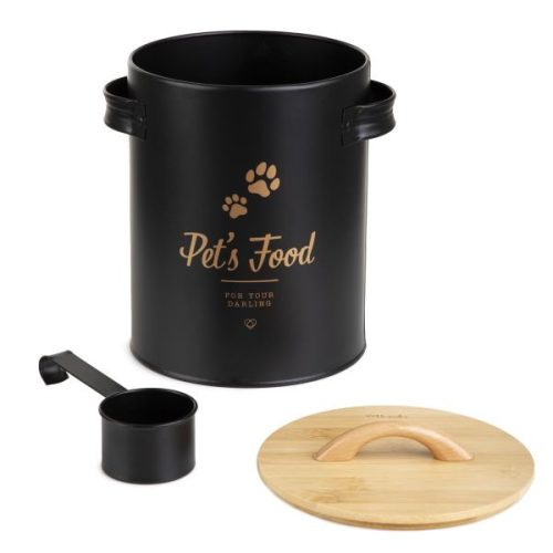 HOMLA DINGO fém állateledel tartó tartály fekete 20x16 cm